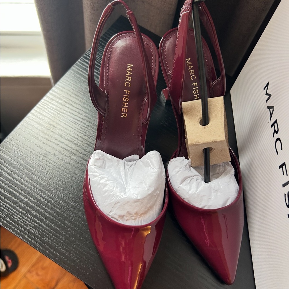 Marc Fisher Deep Red Slingback Heels